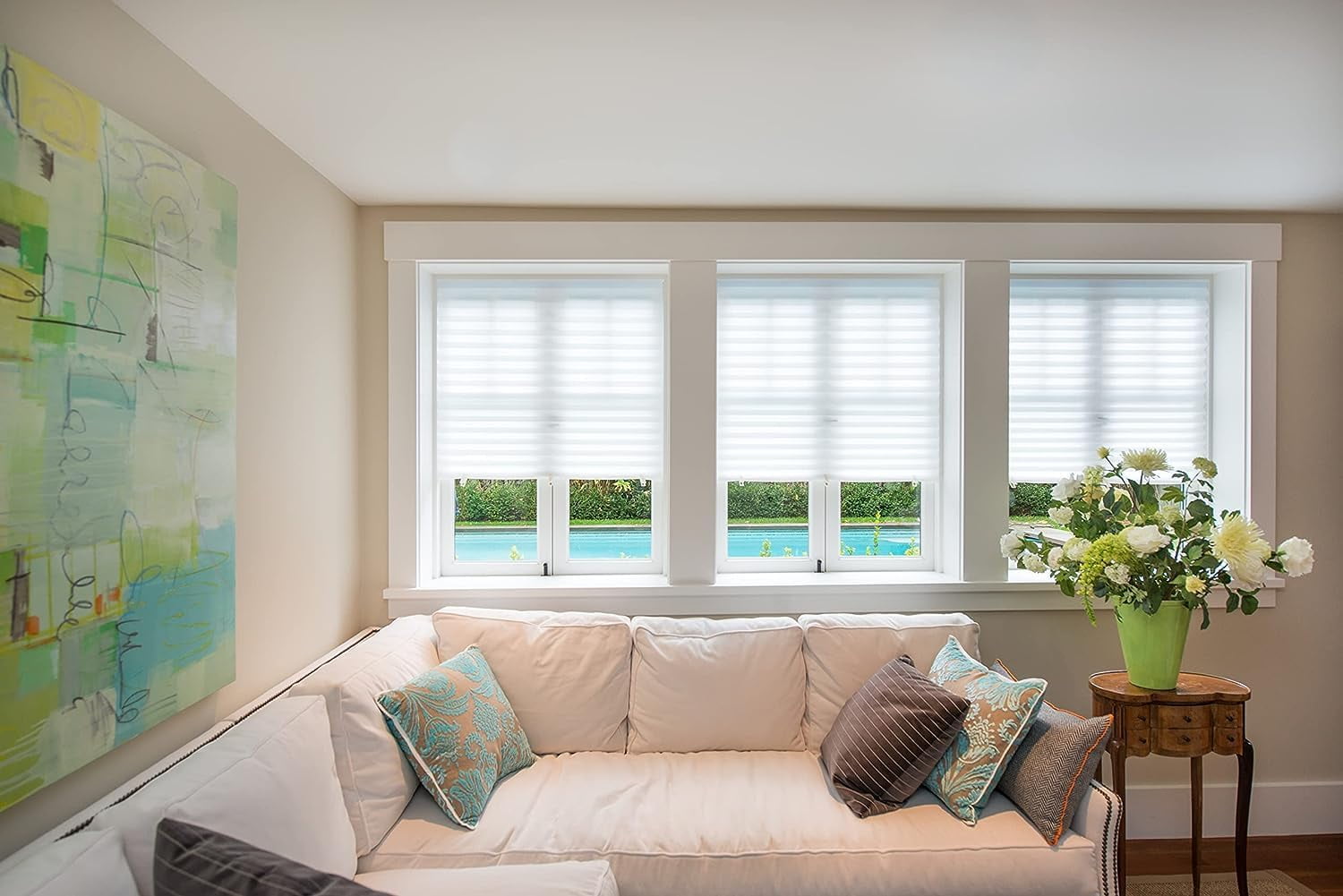 Redi Shade No Tools Original Light Filtering Pleated Fabric Shade White, 36 in x 72 in, 2-Pack