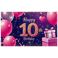 thumbnail image 2 of Glamorous Glittery 10th Birthday Banner Balloons Heart Gift Box Background Party Decoration Supplies Photography Props Birthday Party Decorations Backdrop, 2 of 8