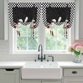 thumbnail image 4 of Chef Balloon Curtains for Bedroom/Front Door/Bathroom, Cartoon Cute Watercolor Cooking Black Plaid Tie Up Curtains 63 Inch Length Light Filtering Kitchen Curtains Shades for Windows 46"x63", 4 of 8
