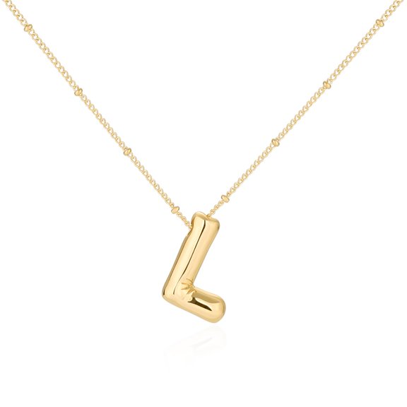 Bubble Initial Necklace Balloon AIF4 Letter Necklaces for Women, 14K Gold Plated Dainty Pendant Chunky Alphabet Necklaces for Women Trendy Personalized Jewelry Gifts