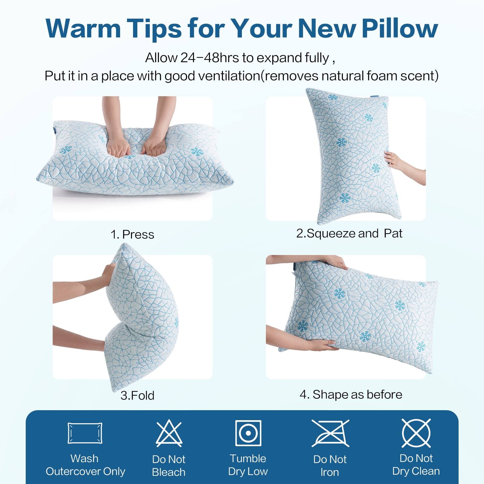 EMONIA Cooling Memory Foam Queen Pillows Set of 2,Adjustable