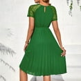 thumbnail image 4 of PuLe 【New】 Summer Short Sleeve Dress Women's Summer Halter Smocked Midi Dress Sleevelesss V Neck Ruffle Tiered Swing Flowy A Line Beach Sundress, 4 of 7