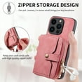 thumbnail image 3 of for iPhone 14 Pro Wallet Case, Crossbody Phone Purse with Card Holder for Women, Zipper PU Leather Carrying Cover Gift with Shoulder Strap Kickstand Anti-drop for iPhone 14 Pro - Pink, 3 of 10