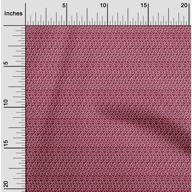 oneOone Cotton Flex Fabric Hand Drawn Curve Block Printed Fabric 1 Yard 40 Inch Wide