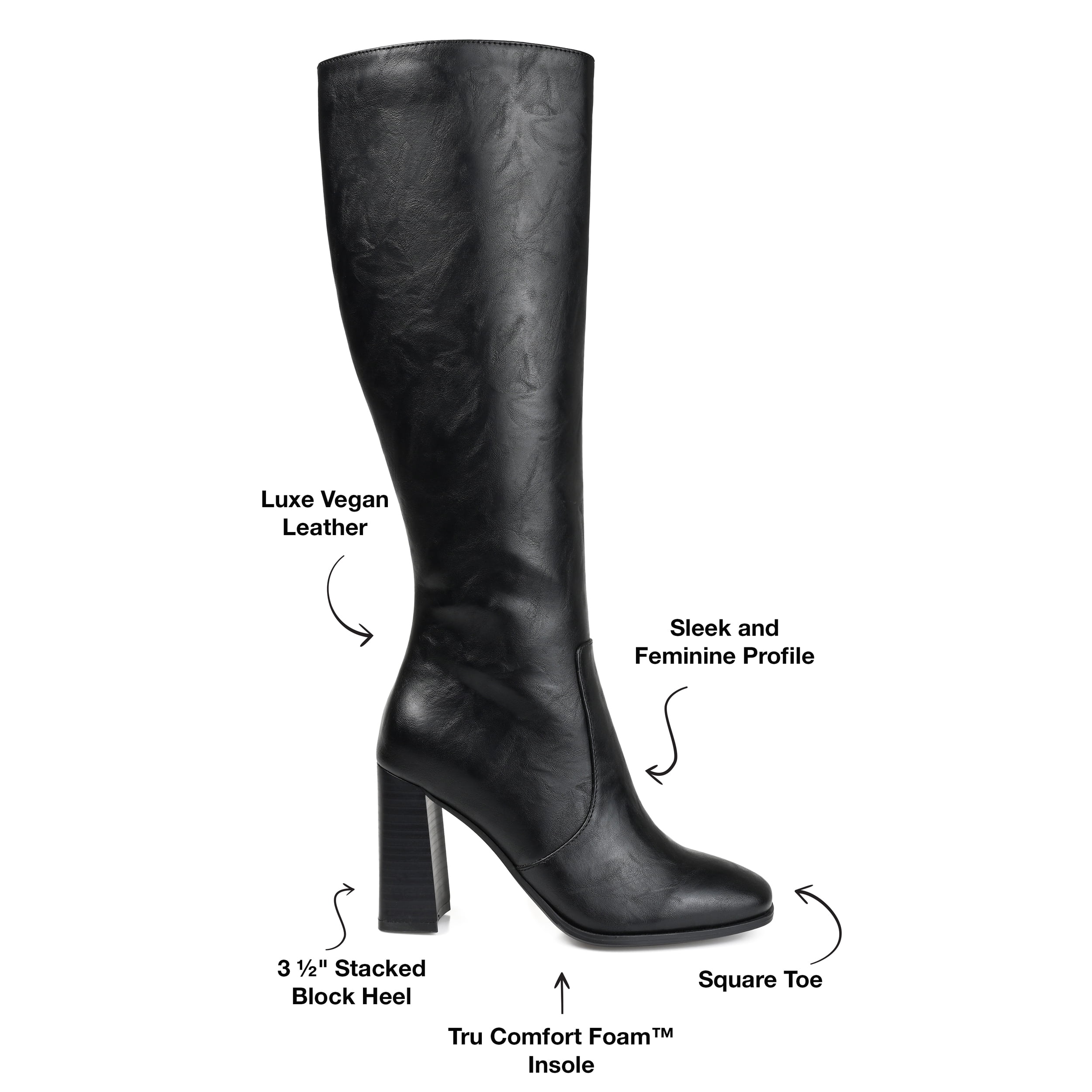 Journee Womens Karima Extra Wide Calf Stacked Heel Knee High Boots
