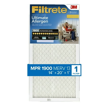 

Filtrete by 3M 14x20x1 MERV 13 Ultimate Allergen Reduction HVAC Furnace Air Filter 1900 MPR 1 Filter