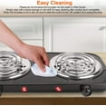 thumbnail image 2 of Hot Plate, 2000W Portable Electric Stove for Cooking with 5 Levels Adjustable Temperature & Dual Control, Countertop Double Coil Burner Cast Iron Cooktop for All Cookwares Home Camp RV (Black), 2 of 9