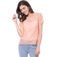 thumbnail image 2 of Top De Encaje Floral Semitransparente Con Ribete Festoneado Para Mujer Rosa Allegra K, 2 of 6