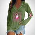 thumbnail image 1 of MHFRRA Una Camiseta de Manga Larga con Cuello En V, Moderna e Informal, para Mujer. Verde, 1 of 3