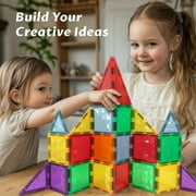 100 Pcs Magnetic Tiles with 2 Cars, Building Blocks STEM Toys 3D Building Sets Gifts for Boys and Girls