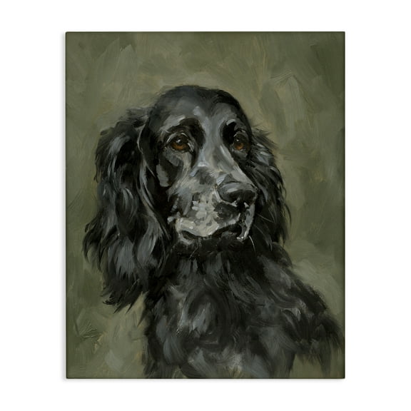 Stupell Industries Black Cocker Spaniel Animals & Insects Painting Gallery Wrapped Canvas Art Print Wall Art, 16 x 20