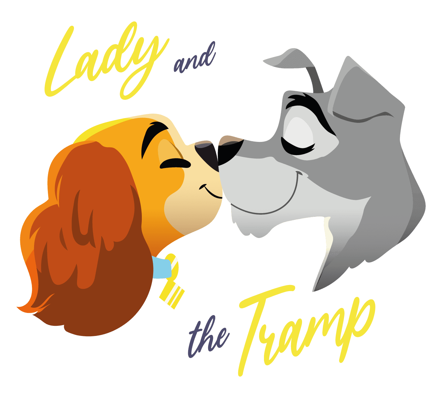 Nursery Room Art Kissing Dogs Decal Lady And The Tramp Cartoon Movie Design  22
