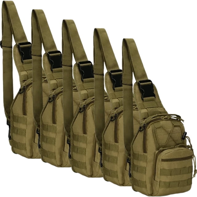 Mochila táctica de hombro militar UrbanBackBrown 5Pzas Capacidad 5 kilos Táctica de Hombro Tela Militar Oxford 600D Cier