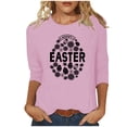 thumbnail image 1 of RKSTN Hauts Grande Taille pour Femmes Œufs de Pâques Mignons Imprimés Lapin Coupe Ample Col Rond Manches 3/4 Printemps Été Blouse Douce, 1 of 4