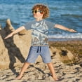 thumbnail image 3 of FORMRS Boys Rash Guard with Short Sleeves UPF 50+ Swim Shirts Sizes 3-12T, Blue Snowy Mountain, 3 of 6