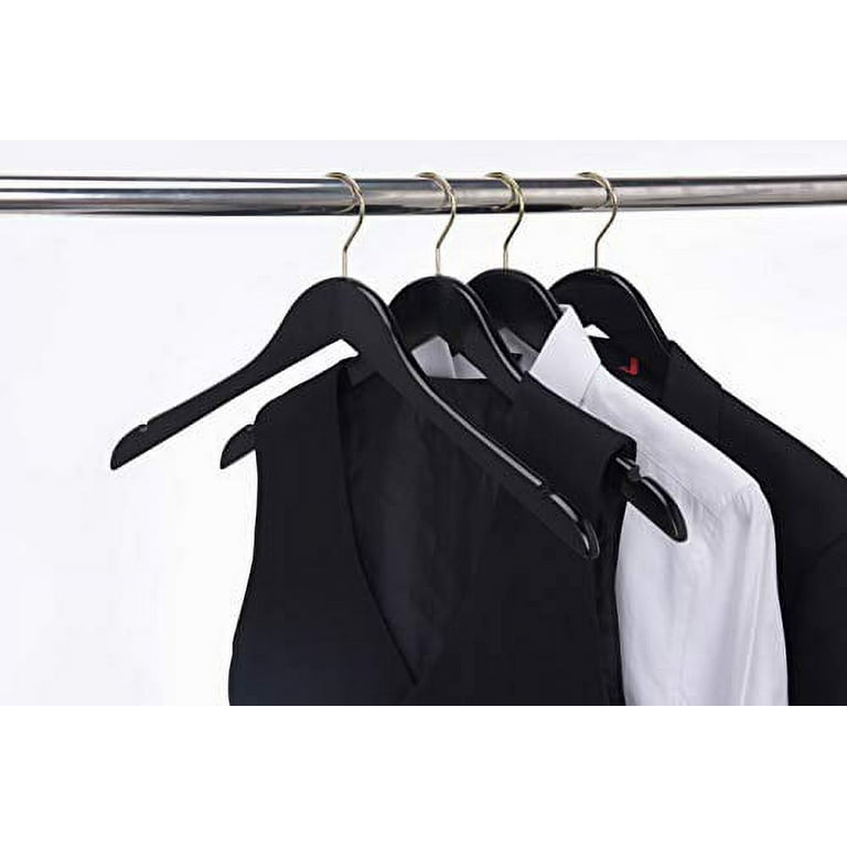 Black Wooden Hangers Heavy Duty Suit Hangers with 360° Swivel Hook