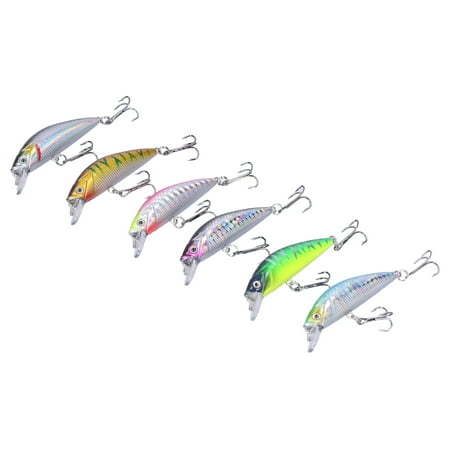 Ymiko Crankbait For Bass Fishing Bass Crankbait Lures 6pcs Fishing Lures Hard Bait Minnow Crank Bait With Double Hook Bass Crankbait Wobblers