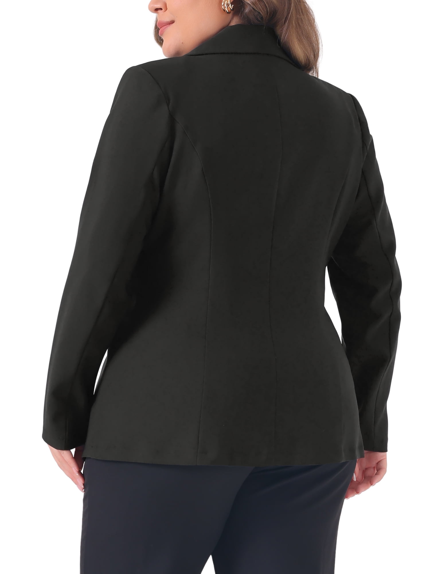 DARING DIVA Women's Plus Notch Lapel Double Breasted Office Work Blazer 3X Black