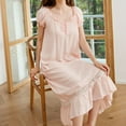 thumbnail image 5 of Defitshape Women's Cotton Victorian Square Neck Nightgown Vintage Sleep Dress Short Sleeve Ruffle Light Pink Large, 5 of 5