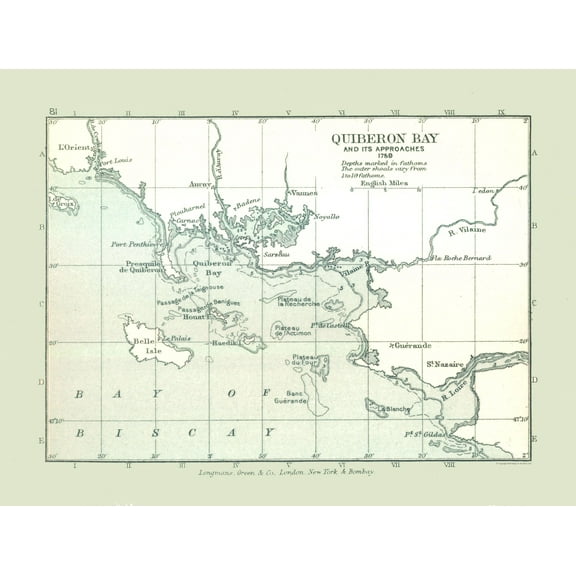 Historic Map - Quiberon Bay 1759 France -  Gardiner 1902 - Vintage Wall Art