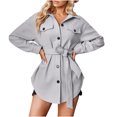 thumbnail image 2 of Lilgiuy Women Solid Color Casual Long Sleeve Loose Lapel Cardigan Jacket Coat With Belt Winter Dresses for 2022, 2 of 5