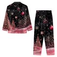 thumbnail image 5 of Women's Christmas Printed Loose Home Casual 2-Piece Set: Long Sleeve Button-Up Top & Wide Leg Pants, Fuchsia, Size XXL, 5 of 5