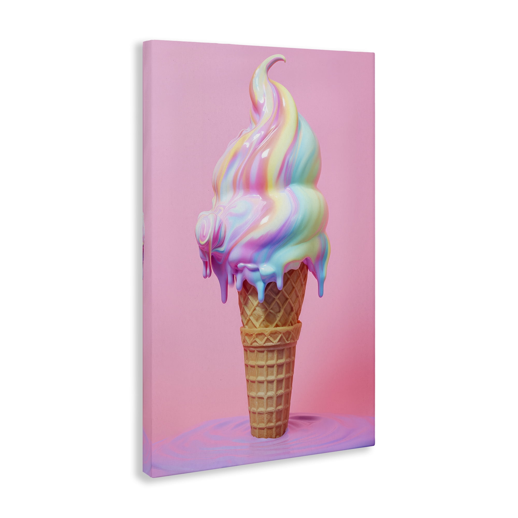 Stupell Industries Dripping Pastel Ice Cream Food & Beverage Painting Wrapped Canvas Art Print Wall Art, 30 x 45