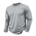 thumbnail image 5 of Men's Long Sleeve Tee Shirts Crewneck Curved Hem Plain Tee Moisture Wicking Casual T-Shirts Solid Color Light Gray M, 5 of 7