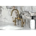 thumbnail image 4 of Kingston Brass KS2173TKL Two-Handle 4-Hole Deck Mount Bridge Bathroom Faucet with Push Pop-up Drain in Antique Brass, 4 of 7