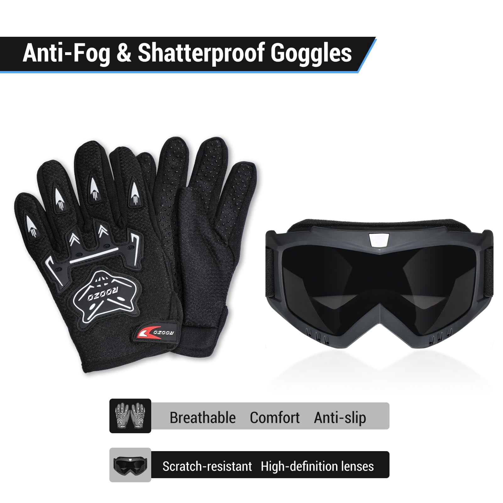 Youth Dirt Bike Helmet DOT Certified - Full Face Motorcycle Helmet for Off-Road, ATV, Street Riding, Includes Adjustable Goggles & Protective Gloves