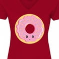 thumbnail image 4 of Inktastic Light Pink Donut Women's V-Neck T-Shirt, 4 of 5