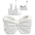 thumbnail image 1 of WHEANG Ceramic Toothbrush Holder With Bow Design Elegant Bathroom Organizer For Toothbrushes & Toothpaste Glossy Vanity Storage (5.3 X 2.2 X 3.5 Inches), 1 of 5