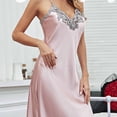 thumbnail image 5 of Satin Nightgowns for Women Long Silk Nightdress Vintage Lace Chemise Maxi Sleepwear Pink XL(XL), 5 of 6