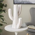 thumbnail image 2 of DecMode 14" x 21" Tall Textured Cream Resin Cactus Planter, 2 of 9