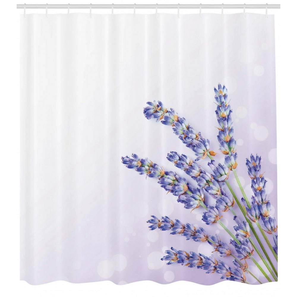 Lavender Shower Curtain, Little Posy of Medicinal Herb Fresh Plant of Purple Flower Spa
