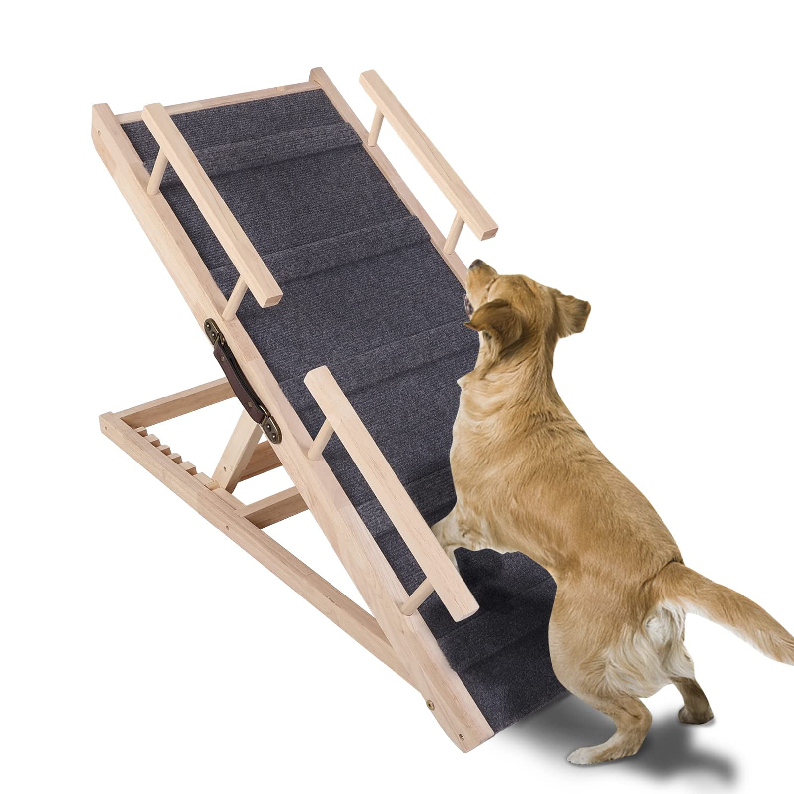 SMONTER Adjustable Dog Ramp Pet Ramp Wooden Paw Ramp Dog Steps for Couch Dog Stairs for Bed Non Slip Surface Adjustable Height from 14 to 24 for bed couch car SUV Walmart
