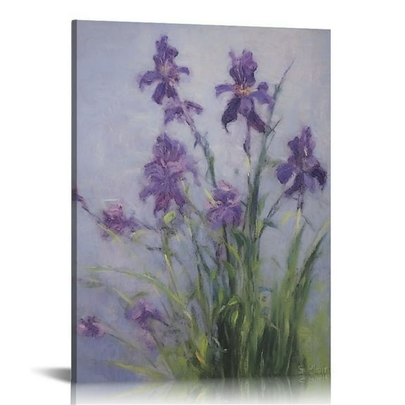 JEUXUS Iris Mauves by Claude Monet Canvas Wall Art Canvas Print Famous Art Painting Reproduction Fine Art Oil Paintings Modern Art Home Decor Ready to Hang Made 16x20 inch