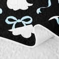 thumbnail image 5 of Homewish Cute Halloween Ghost Quilt Full,Ribbon Bowknot Pattern Full Bedspread Sets,Black Light Blue,3 Pieces, 5 of 7