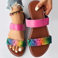 thumbnail image 2 of WEAIXIMIUNG Home Slippers Women Ladies Fashion Summer Multicolour Print Leather Open Toe Flat Beach Slippers, 2 of 9