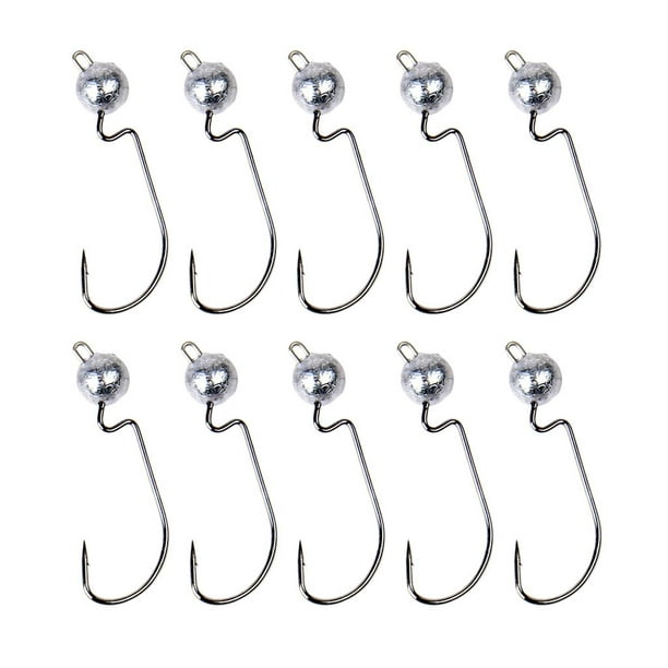 10pcs Weighted Fishing Hooks with Soft Worm Crank Hook Wide Hook 7g