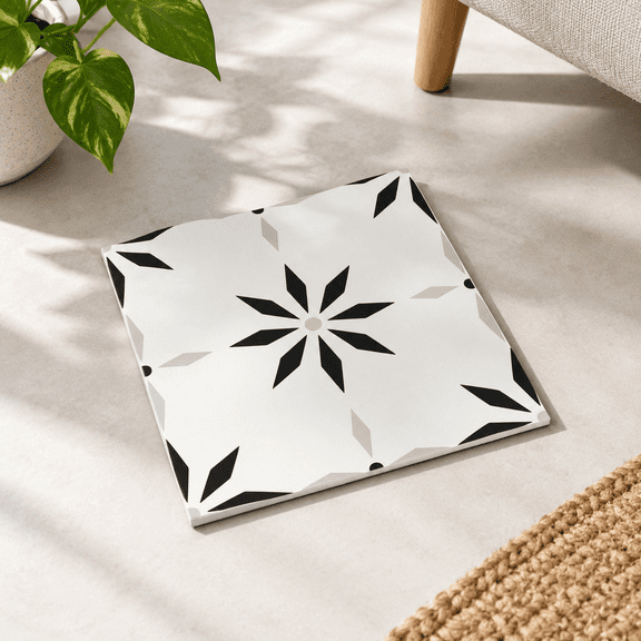20 Black White Gray Peel and Stick Vinyl Floor Tile 7.9x7.9 Inch DIY Waterproof Flooring
