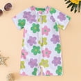 thumbnail image 2 of KPOPLK Baby/Toddler Boy Swimsuit, Short Sleeve One Piece Zipper Rash Guard Sunsuit with UPF 50+ Sun Protection(Green,2-3 Years), 2 of 4