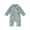thumbnail image 1 of Argulvti Toddler Boy Girl Rash Guard Swimsuit Animal/Floral/Tree Print Long Sleeve Mock Neck Zip Bathing Suit, 1 of 7