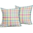 thumbnail image 2 of Spring Plaid Pillow Covers 16x16 Inch Easter Decorations Pink Green Blue Colorful Buffalo Plaid Decorative Throw Pillow Cases Set of 2 Farmhouse Holiday Cushion Cases Sofa Couch Bed Decor, 2 of 6