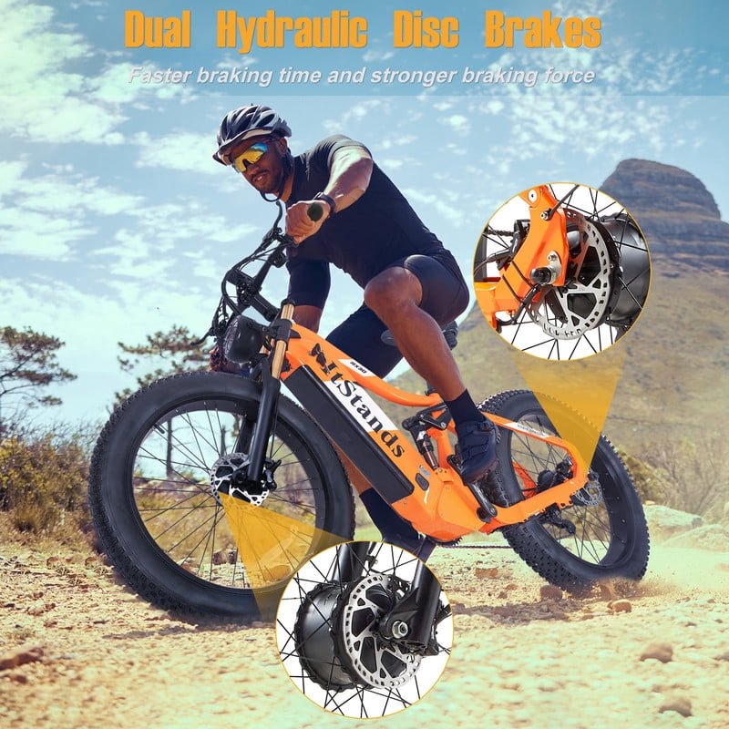 Dual Motors AWD 3000W Electric Bike for Adult 26'', UL2849 48V 30AH Removable Battery E-mountain bike 4.0 Fat Tire up to 35MPH&120Miles Long Range Off-road Ebike Beach Dual Hydraulic&Brakes E-Bicycle