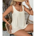 thumbnail image 5 of Dazajoo Linen Cotton Summer Tank Tops for Women Solid Color Irregular Hem Sleeveless Tshirts Casual Loose Fit Beach Shirts,Beige,S, 5 of 10