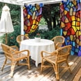 thumbnail image 2 of Blue Red Yellow Outdoor Curtains for Patio Waterproof,Windproof Privacy Curtains with Weighted Bottom,Modern Colored Rainbow Stained Glass Outside Drapes for Picnic Garage Yard 54"x108" 2 Panel, 2 of 8