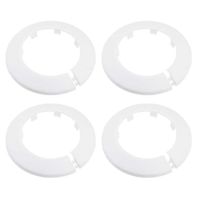 Unique Bargains 62mm PP Plastic White Water Pipe Cover Decoration 4 Pack
