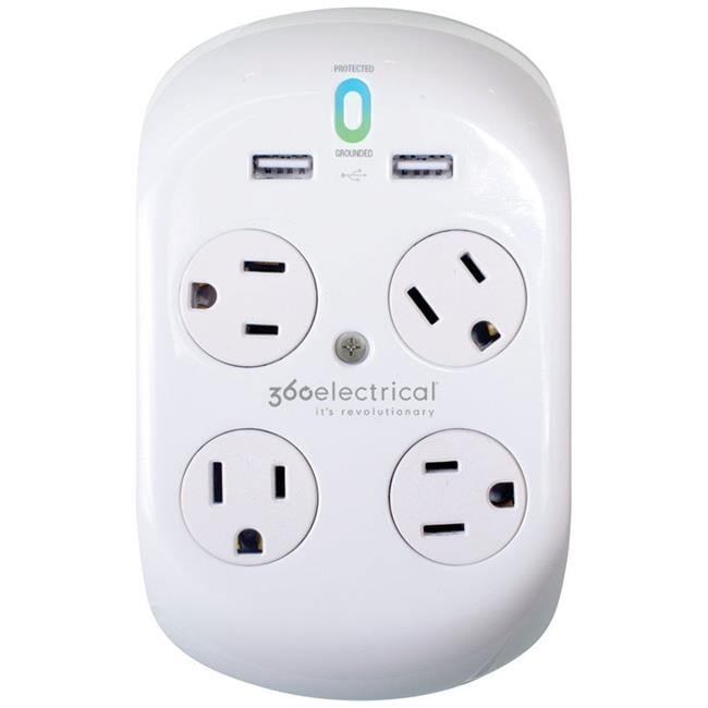 360 Electrical Revolve2.4  4 outlets Surge Protector  White