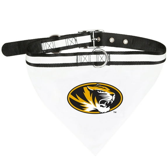 Pets First College Missouri Tigers Pet Bandana, 3 Sizes Available. With Collar
